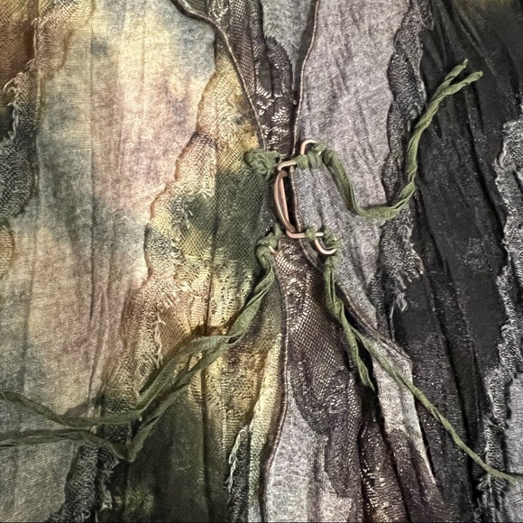 Giselle Shepatin handmade vest, semi-sheer, burnout floral theme/ lagenlook, M - Picture 7 of 15